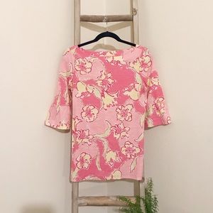 LILLY PULITZER Boat Neck Bell Sleeve Day Lilly Top
